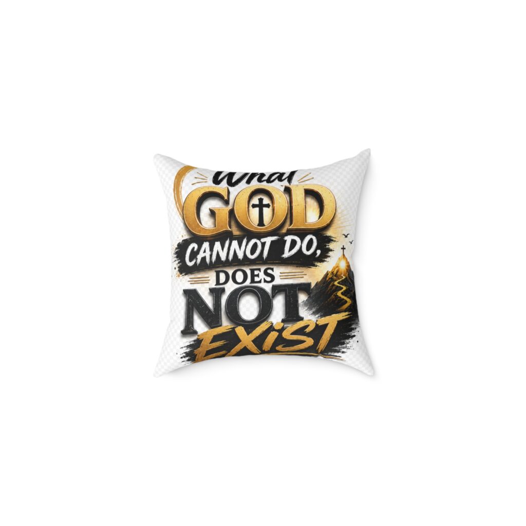What God Cannot Do Does Not Exist pillow | Faith Inspirational Christian Typography