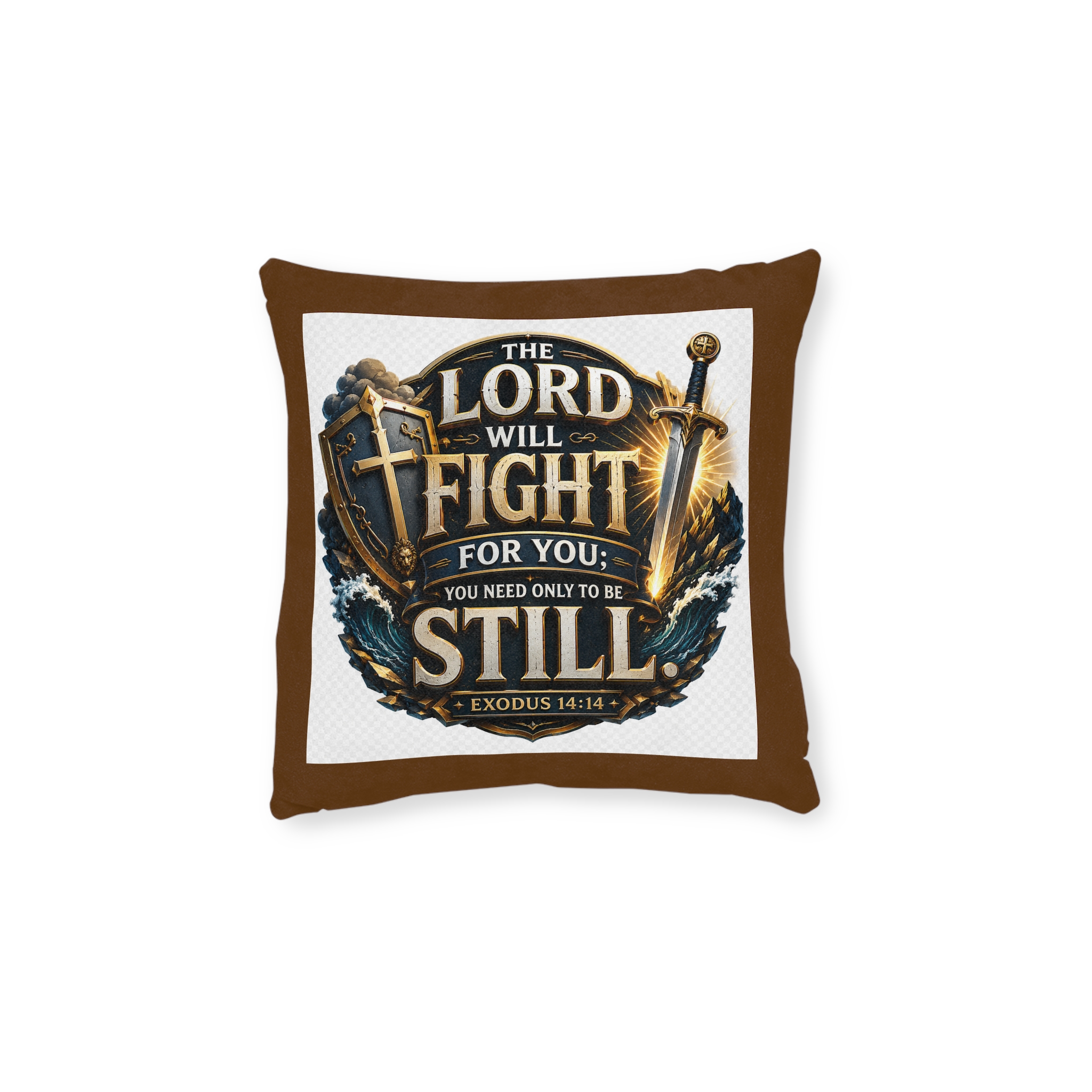Square Pillow — "The Lord Will Fight For You: You Need Only Be Still" Inspirational Christian Throw Pillow