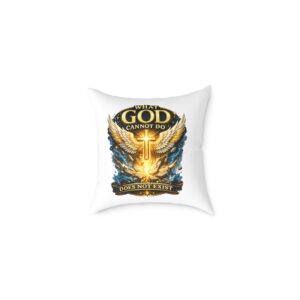 Inspirational Cross Wings Pillow – "What God Cannot Do Does Not Exist" Square Accent Pillow